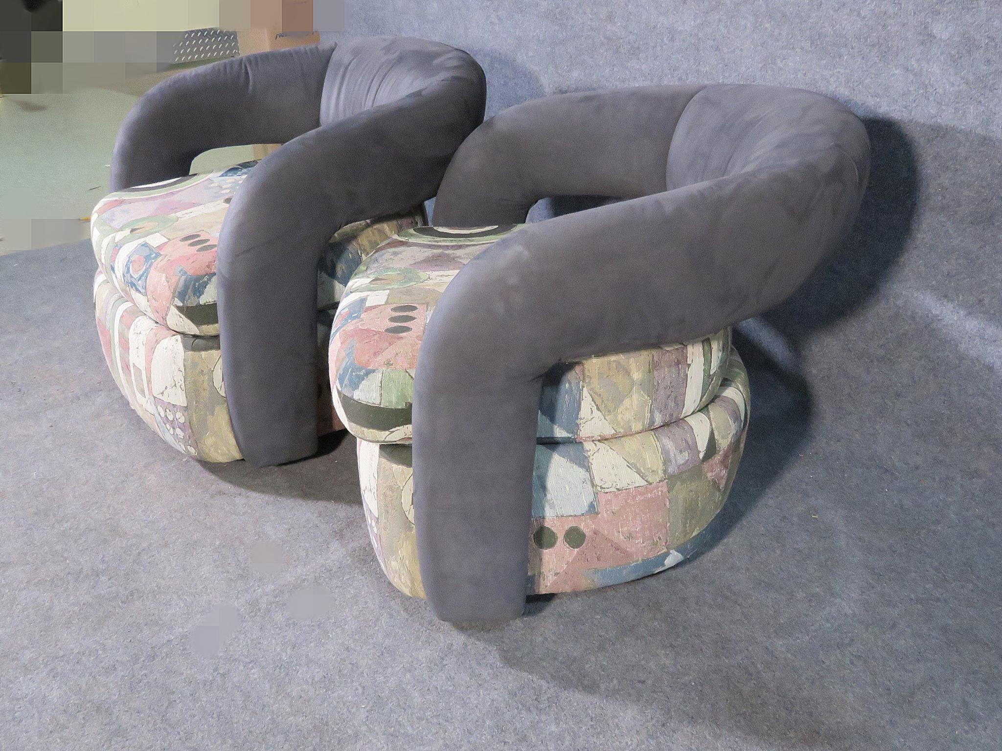 Mid-Century Modern swivel club chairs.
(Please confirm item location - NY or NJ - with dealer).
 