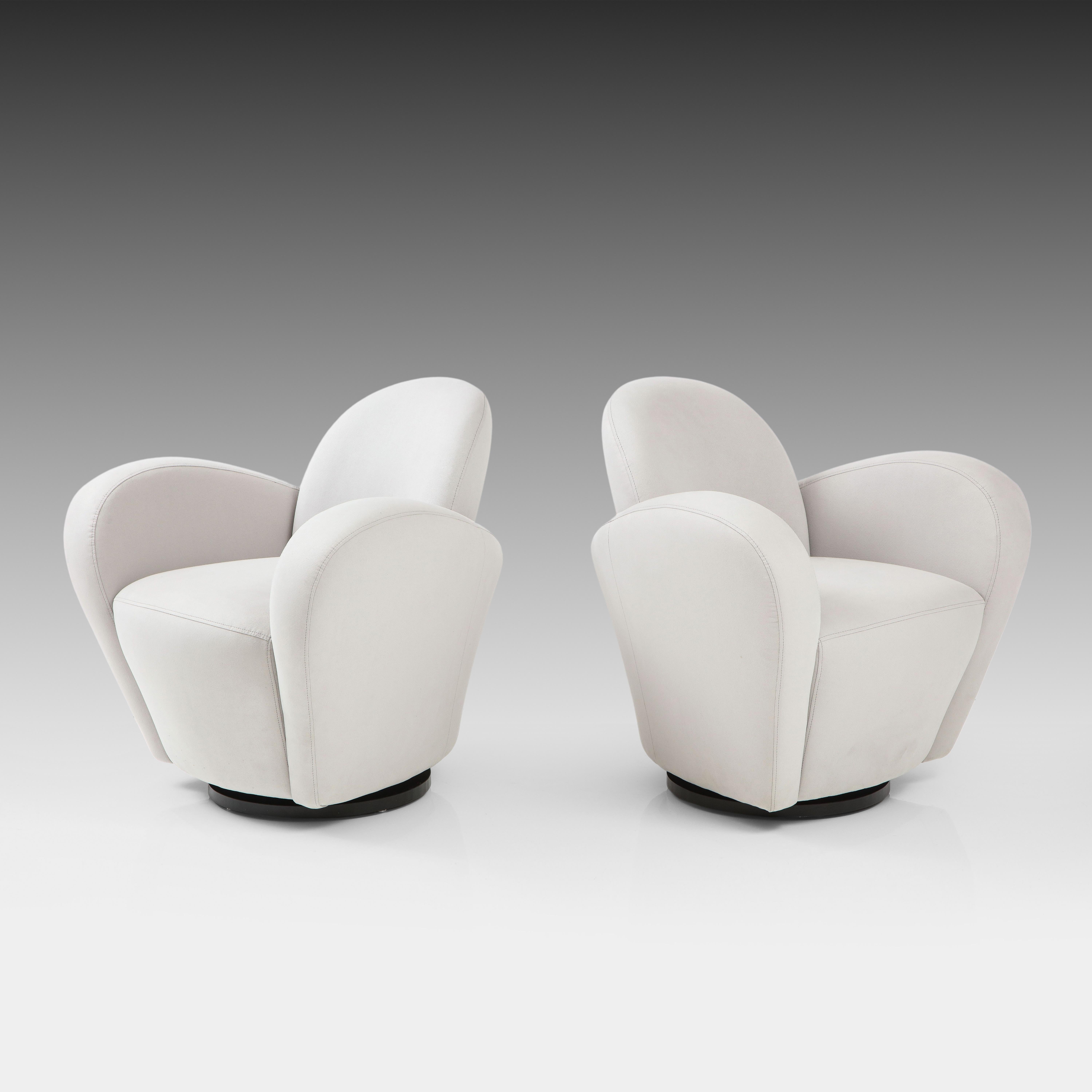 American Michael Wolk for Directional Pair of Swivel Lounge Chairs, USA, 1970s For Sale