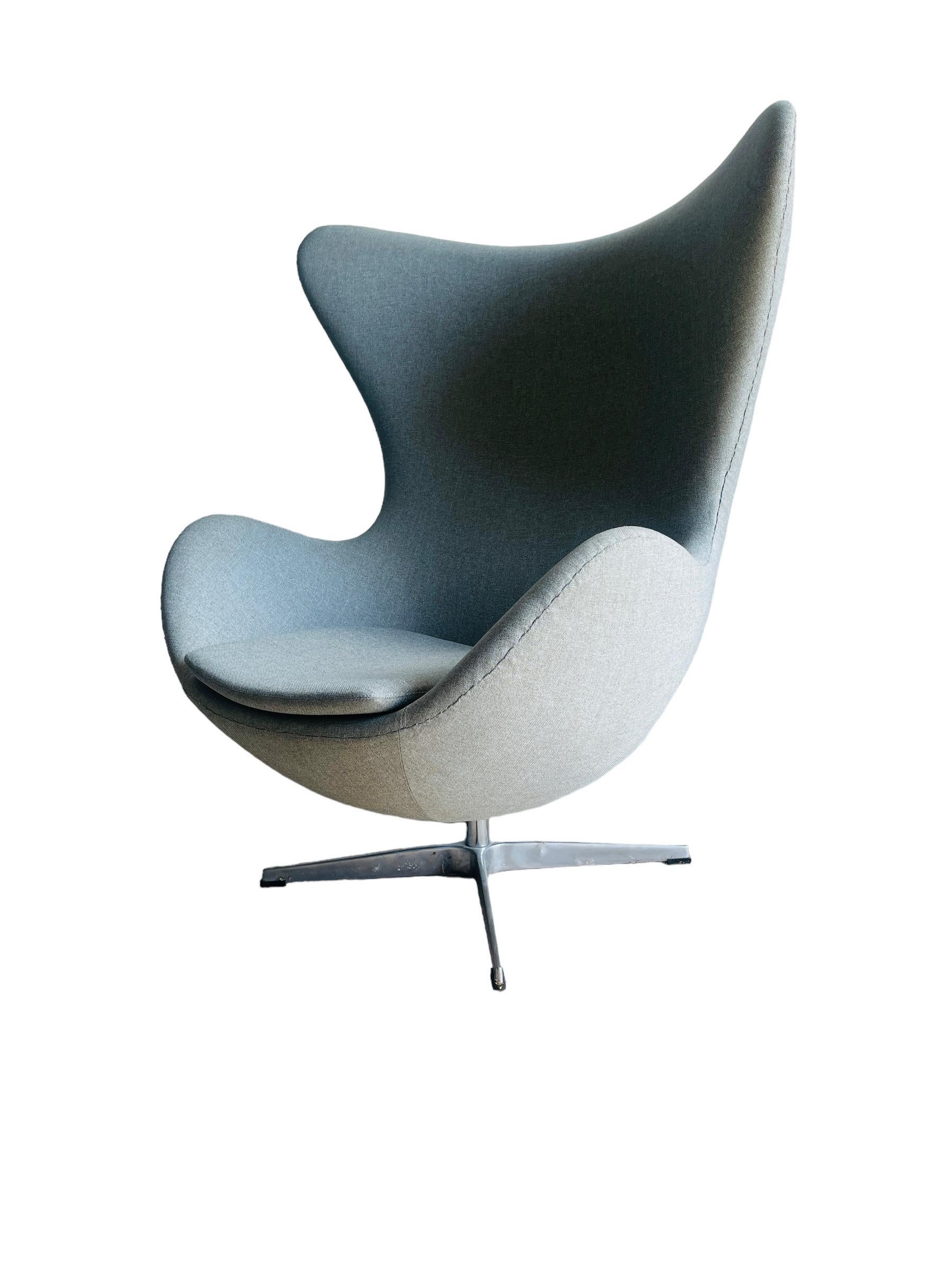 Contemporary Pair Swiveling Fritz Hansen Style Egg Chair  For Sale