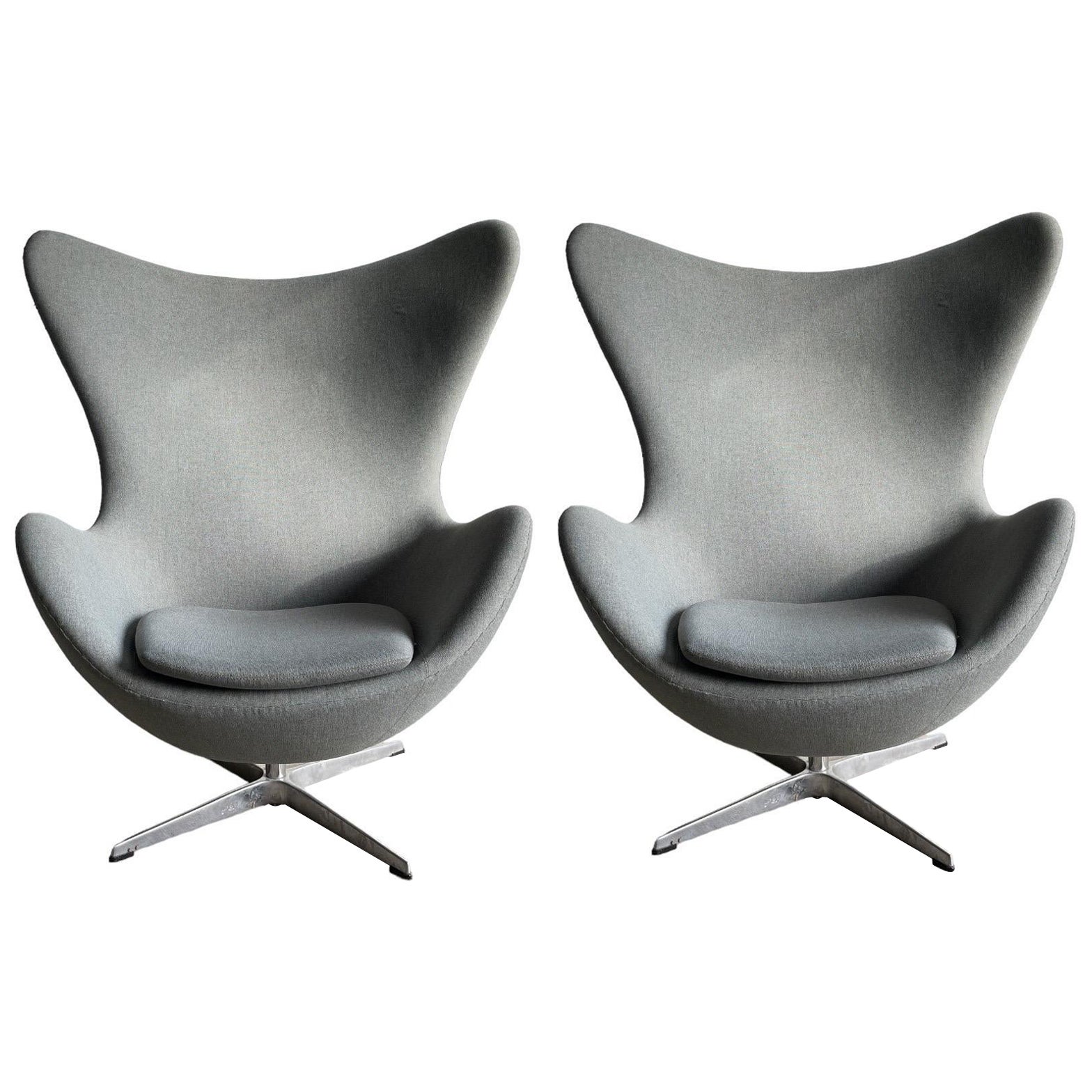 Pair Swiveling Fritz Hansen Style Egg Chair