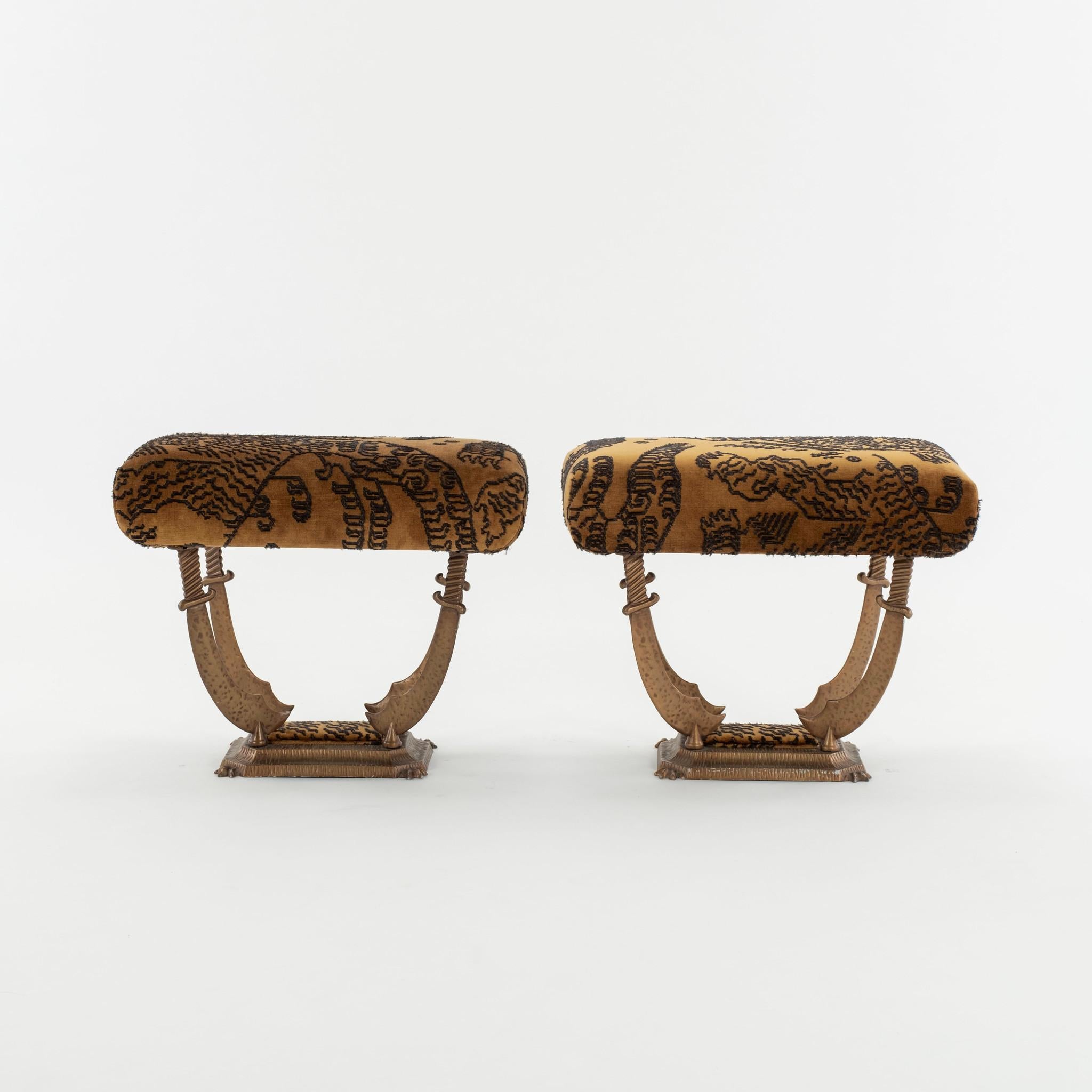 Pair Sword Tabourets In Good Condition In Houston, TX