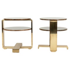 Pair Sylvan S.F. Lacquered Goatskin Brass Occasional Tables