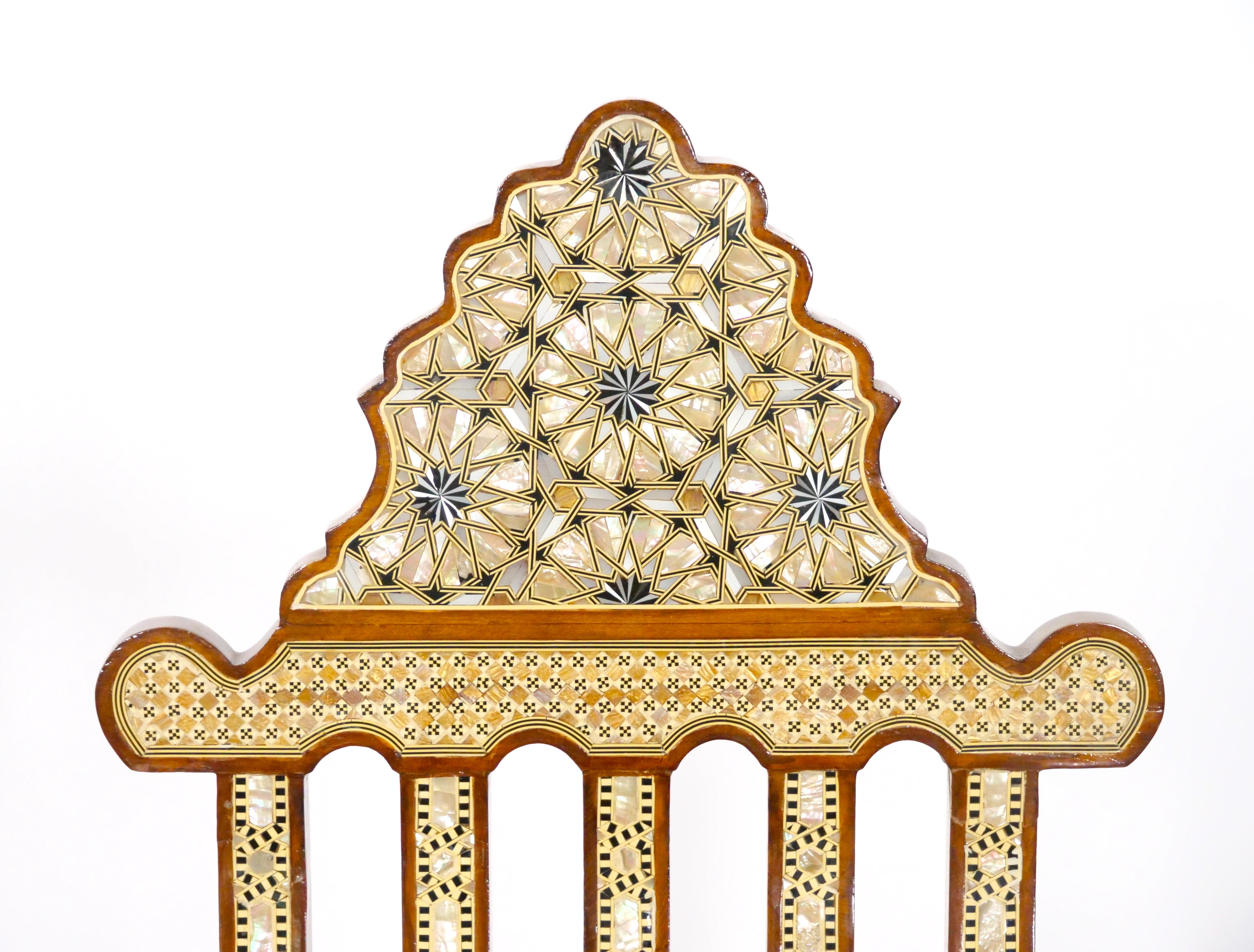 Pair Syrian Moorish Style Inlaid Folding Chairs 5