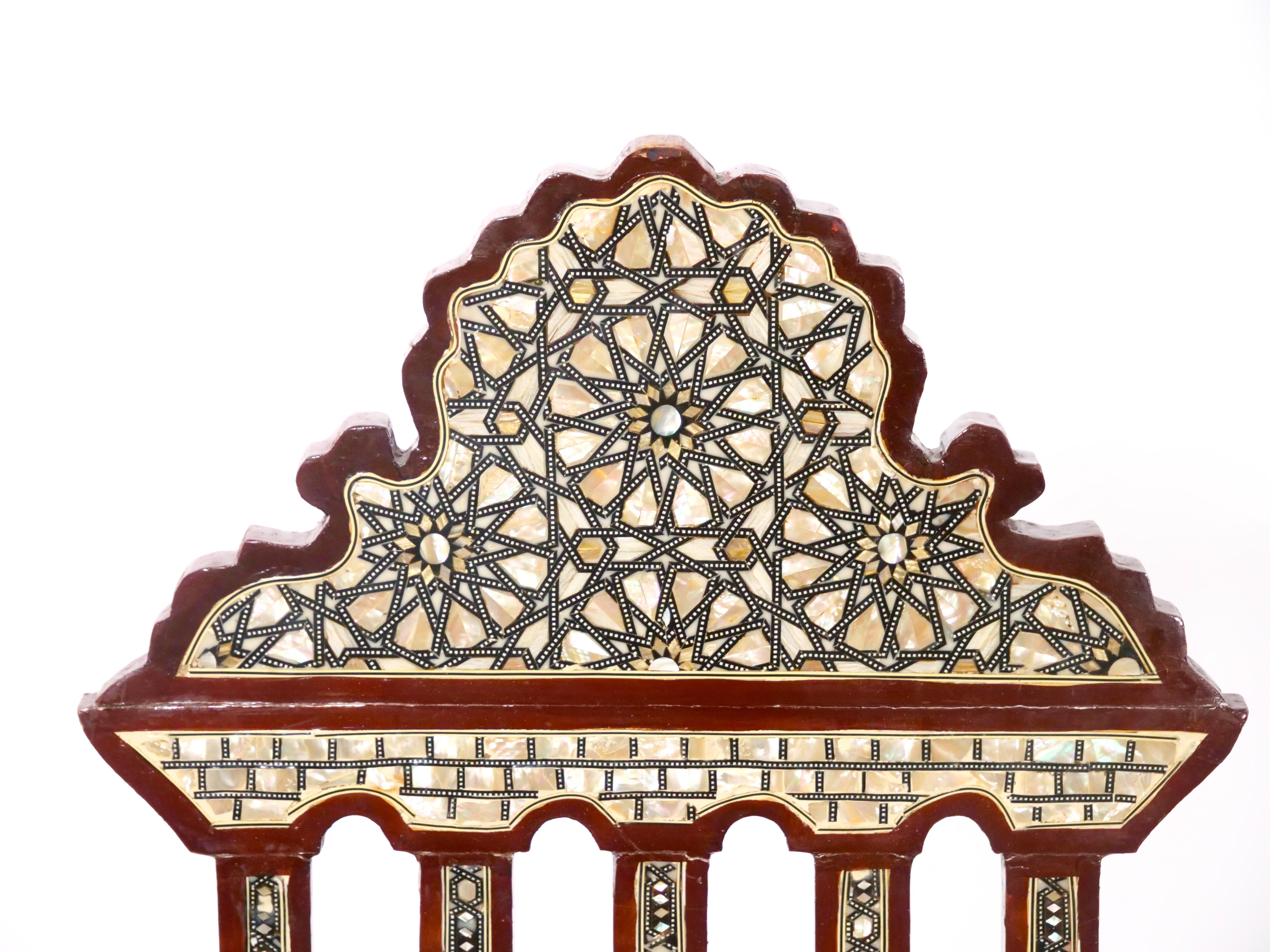 Pair Syrian Moorish Style Inlaid Folding Chairs 7