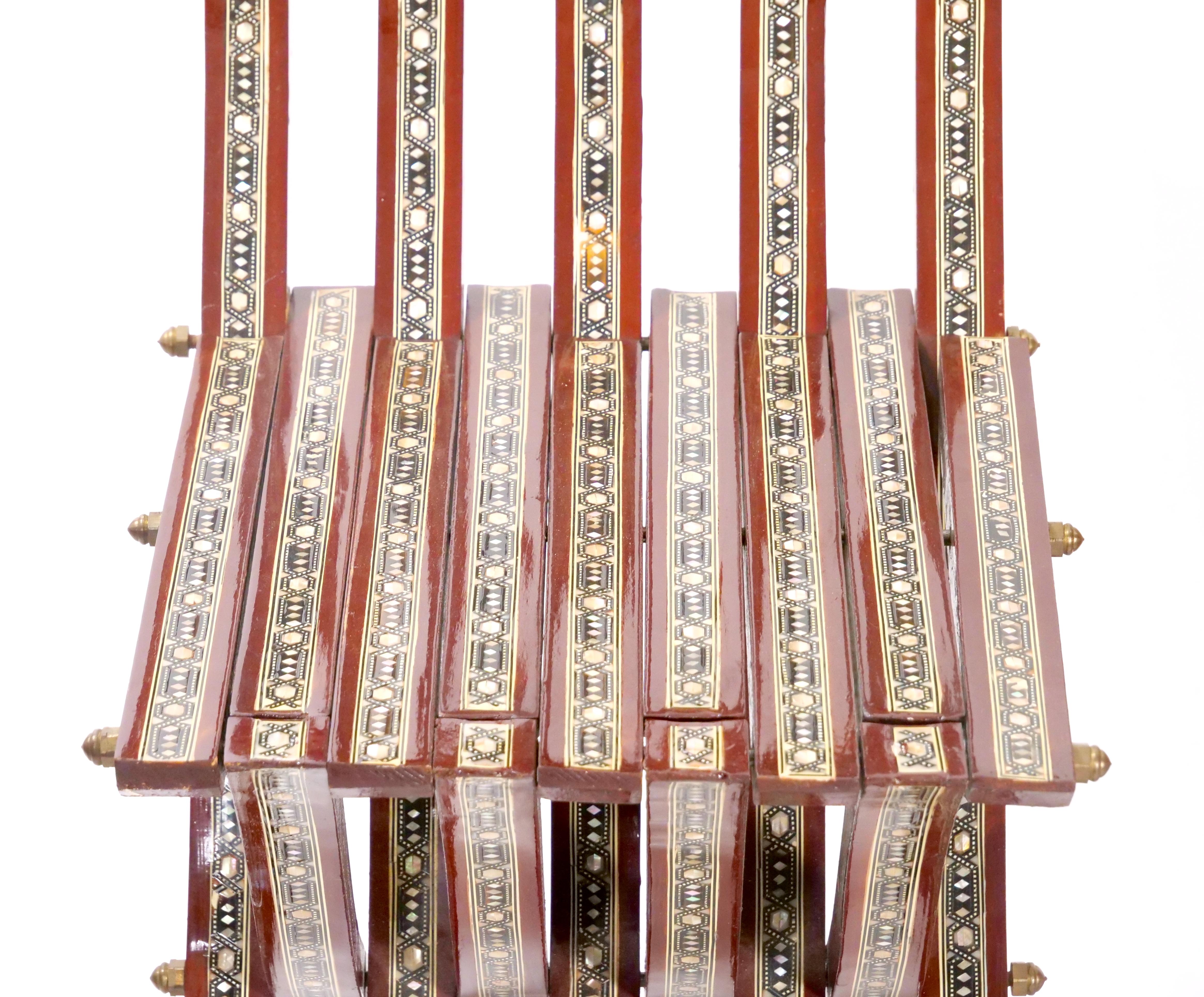 Pair Syrian Moorish Style Inlaid Folding Chairs 8