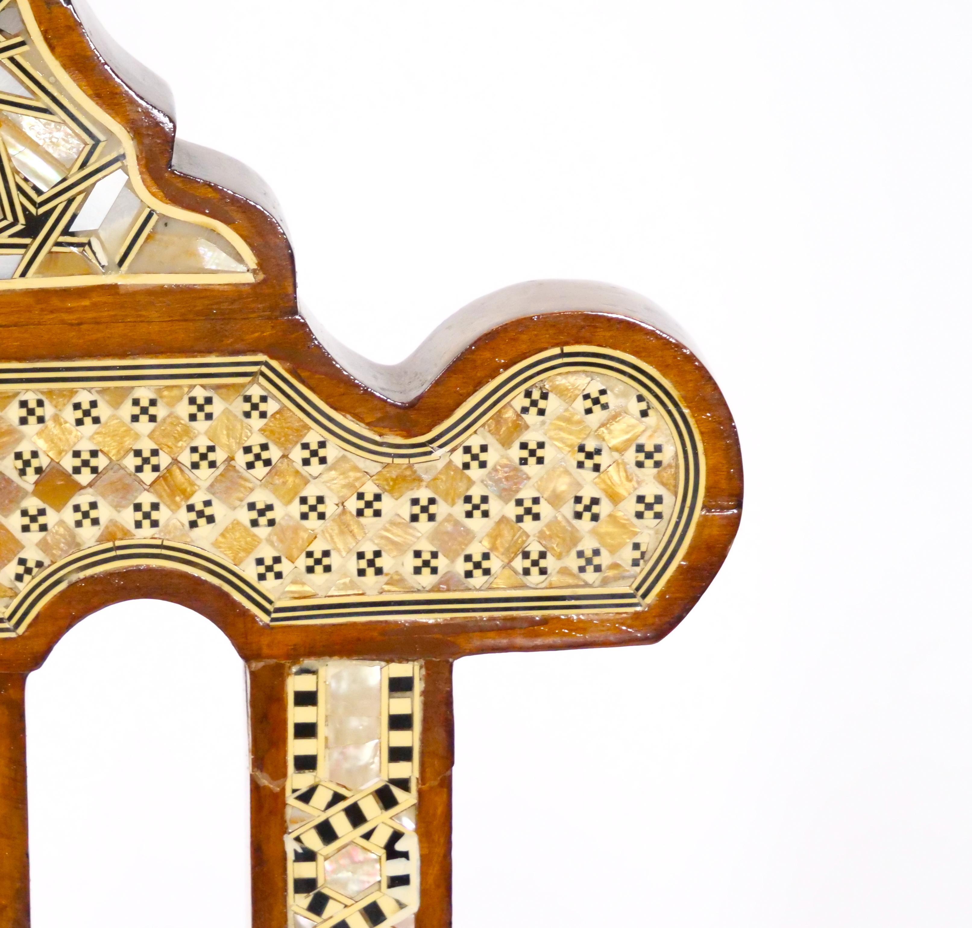 Pair Syrian Moorish Style Inlaid Folding Chairs 10