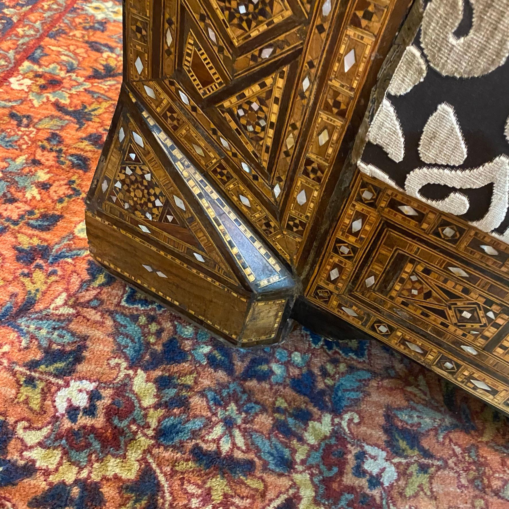 Pair Syrian Parquetry Inlaid Upholstered Club Chairs 1
