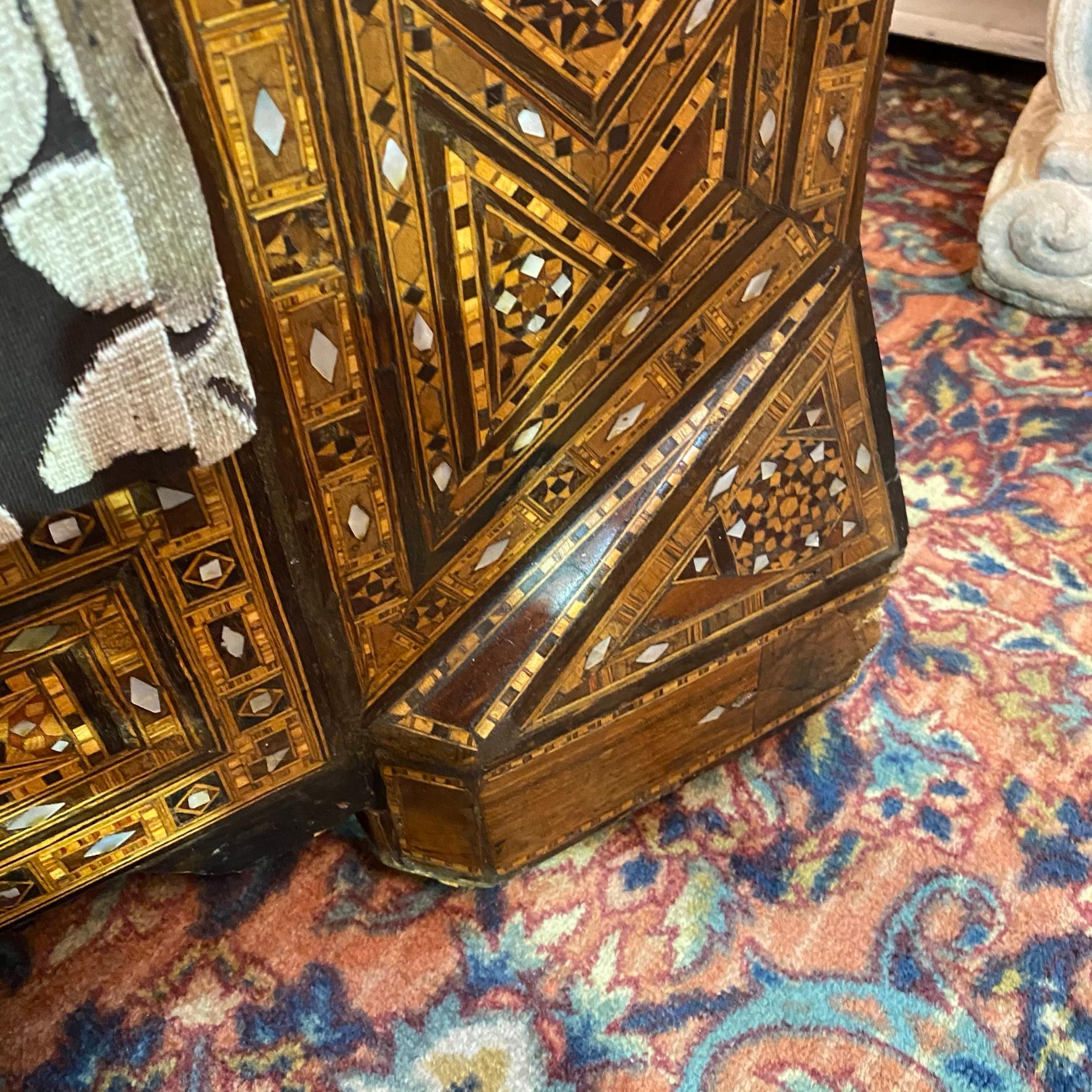 Pair Syrian Parquetry Inlaid Upholstered Club Chairs 2