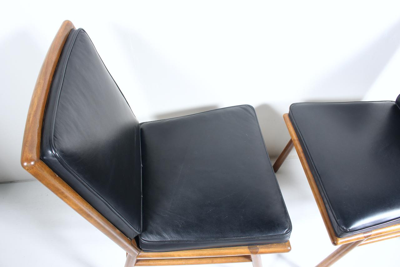 Pair T. H. Robsjohn-Gibbings Upholstered Maple Dining Side Chairs, 1950's 5