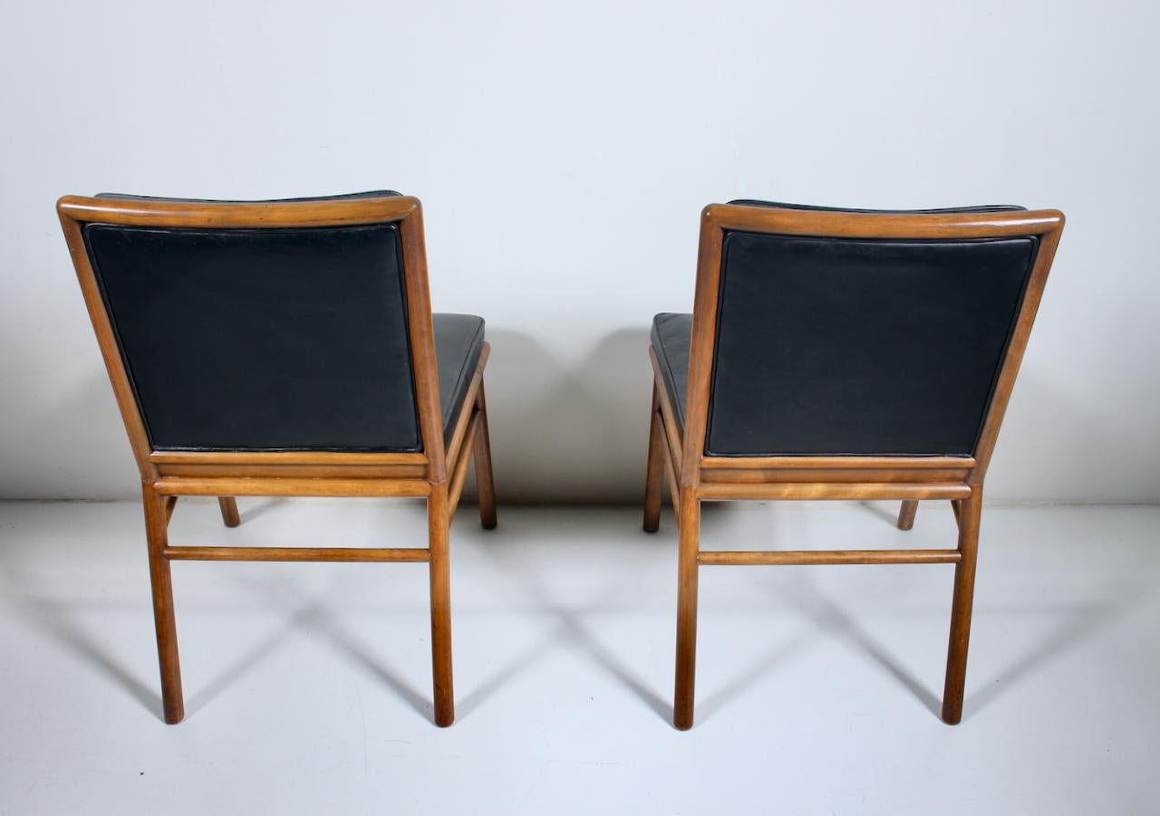 Pair T. H. Robsjohn-Gibbings Upholstered Maple Dining Side Chairs, 1950's 12