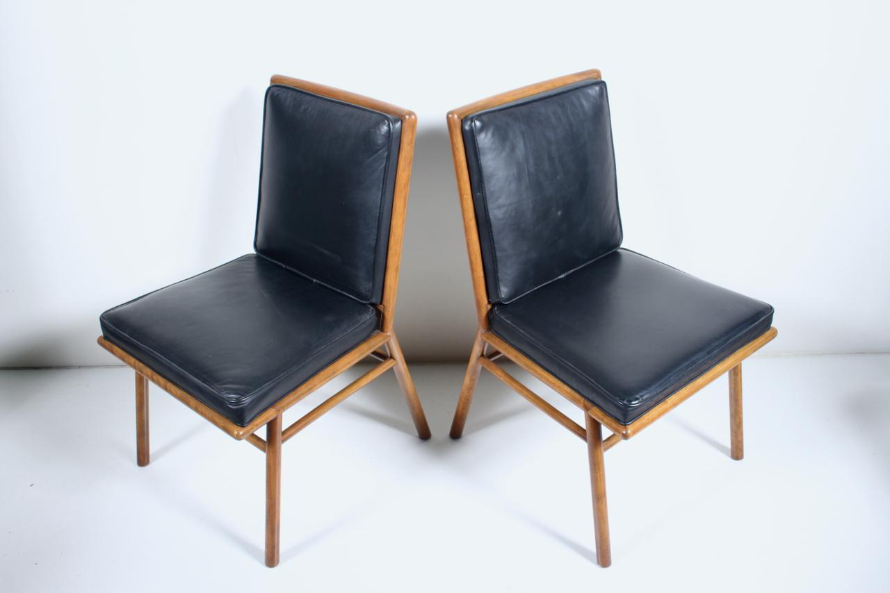 Pair T. H. Robsjohn-Gibbings Upholstered Maple Dining Side Chairs, 1950's 14