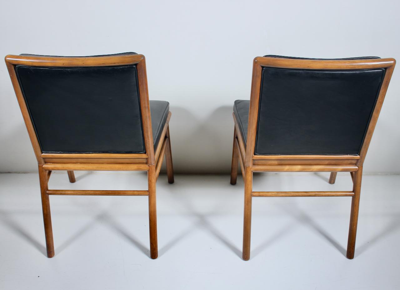 Pair T. H. Robsjohn-Gibbings Upholstered Maple Dining Side Chairs, 1950's 1