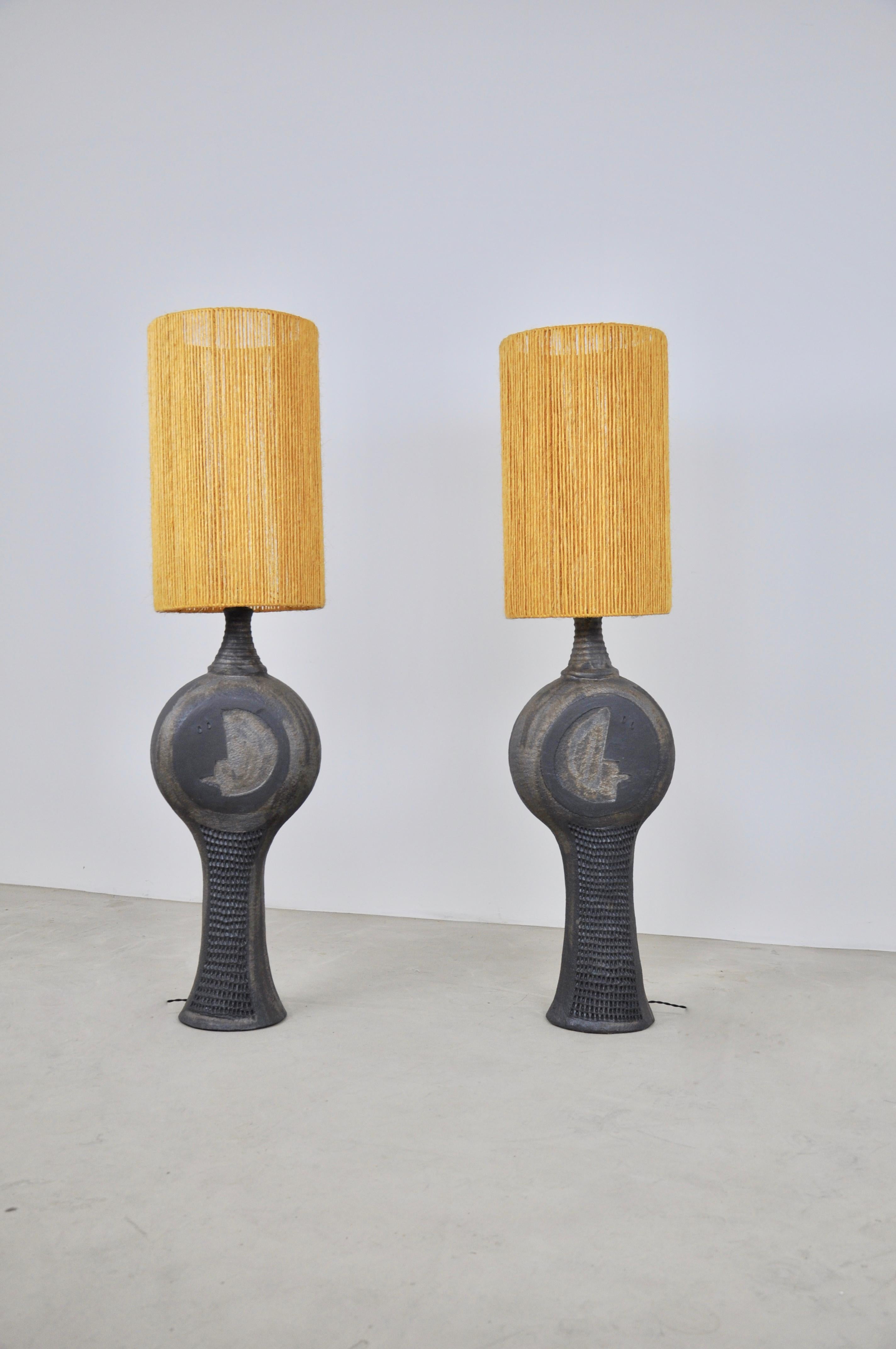 Mid-Century Modern Pair of Table Lamp by Dominique Pouchain
