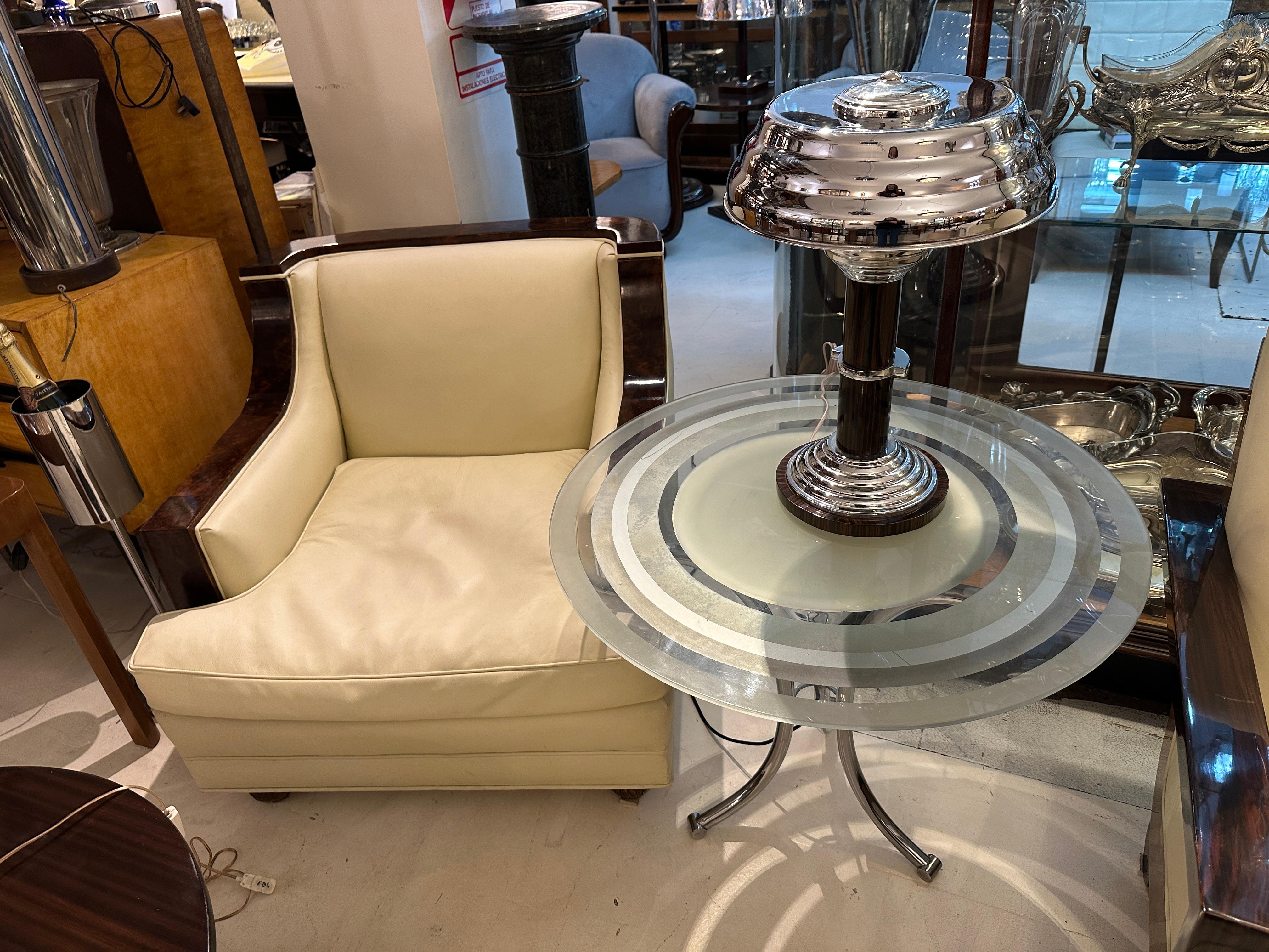 Coppia di lampade da tavolo in legno e cromo, stile Art Deco , Francia in vendita 5
