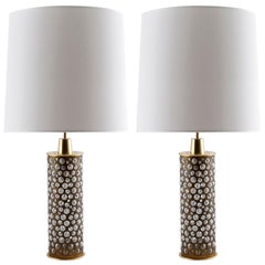 Pair of Table Lamps, Rupert Nikoll, Illuminated Stand, Patinated Brass Glass