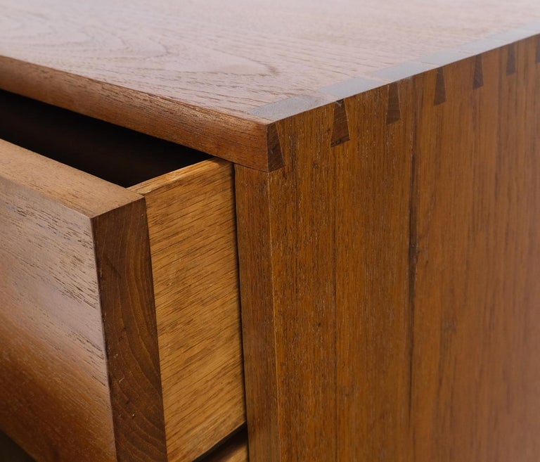 Pair Tall 8 Drawers Studio Made Solid Teak Dovetail Joints Chests