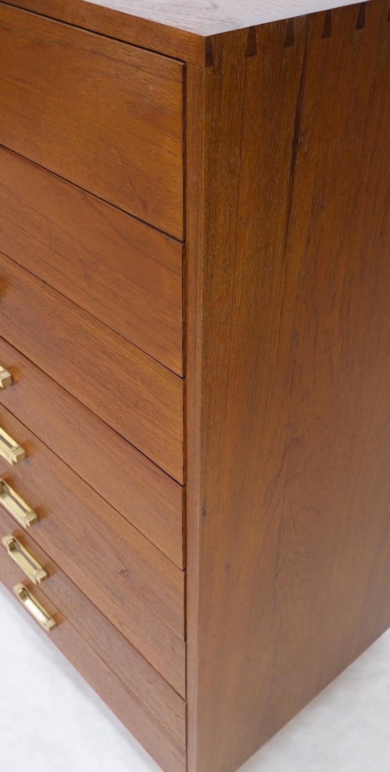 Pair Tall 8 Drawers Studio Made Solid Teak Dovetail Joints Chests