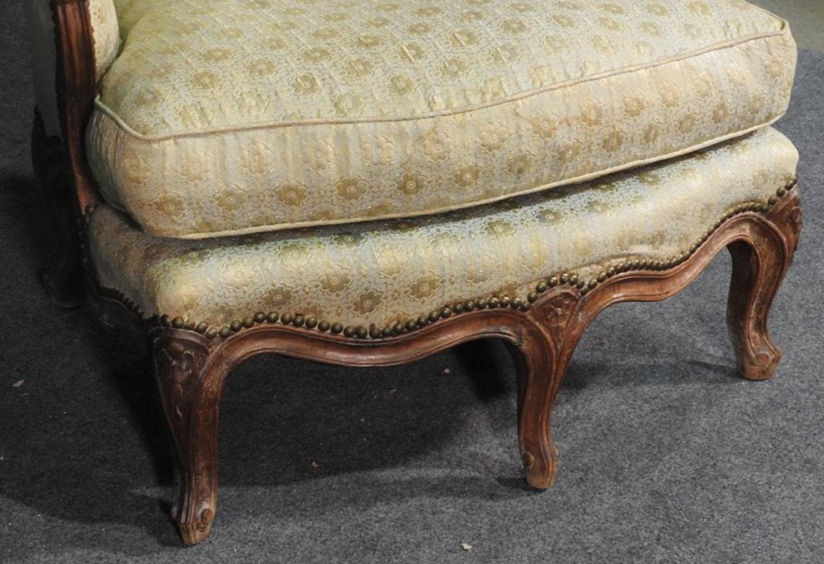 Late 19th Century Tall Back French Louis XV Walnut 5-Leg Occasional Lounge Chairs, circa 1900 Pair