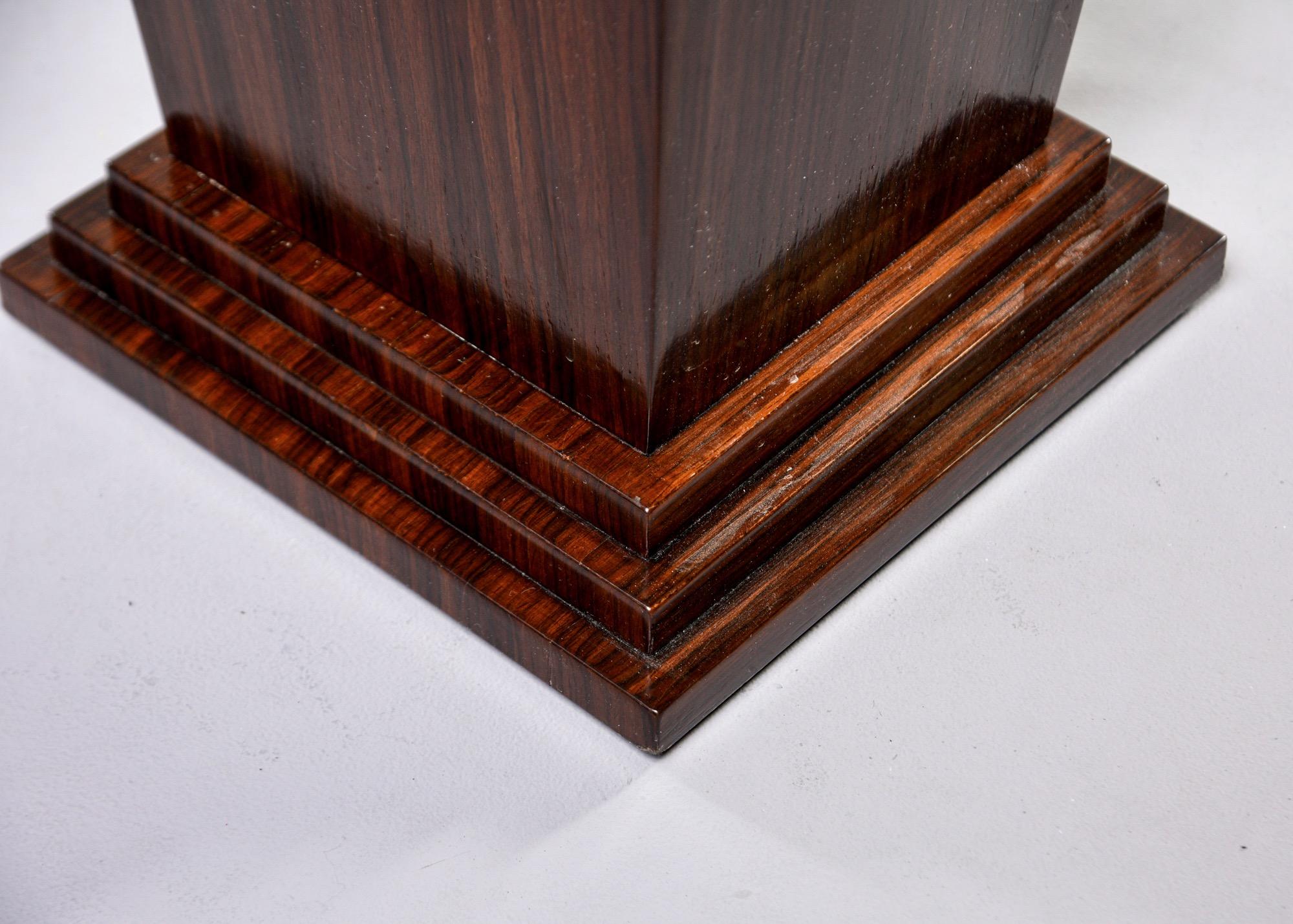 Pair of Tall Bespoke Walnut Display Stands with Interior under Light 1