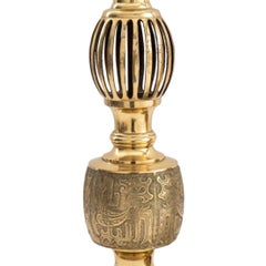 Pair Tall Brass Asian Style Lamps