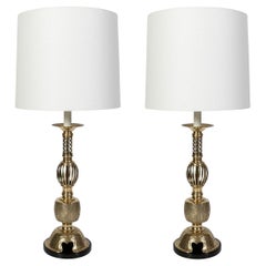 Paar hohe Lampen im Asian Style aus Messing