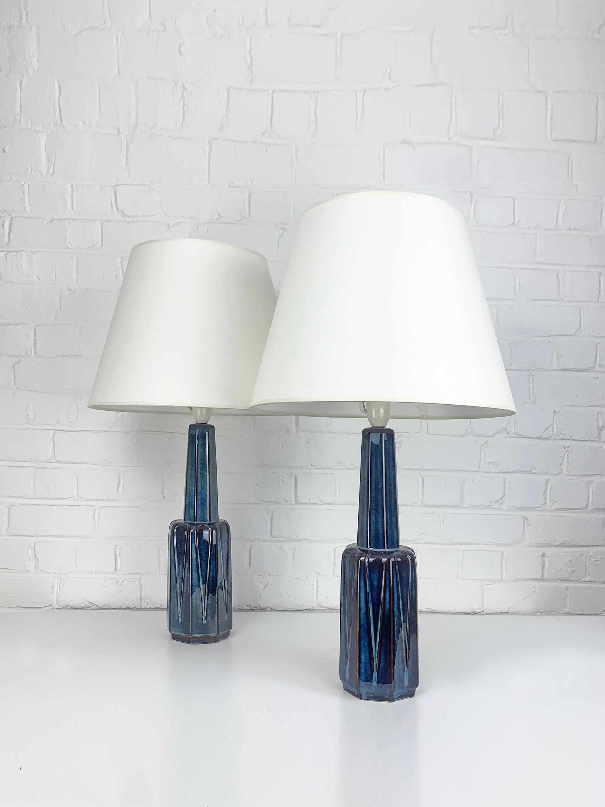 Pair tall Danish Søholm Stentøj Stoneware lamps by Einar Johansen Denmark 1960s In Good Condition In Vorst, BE