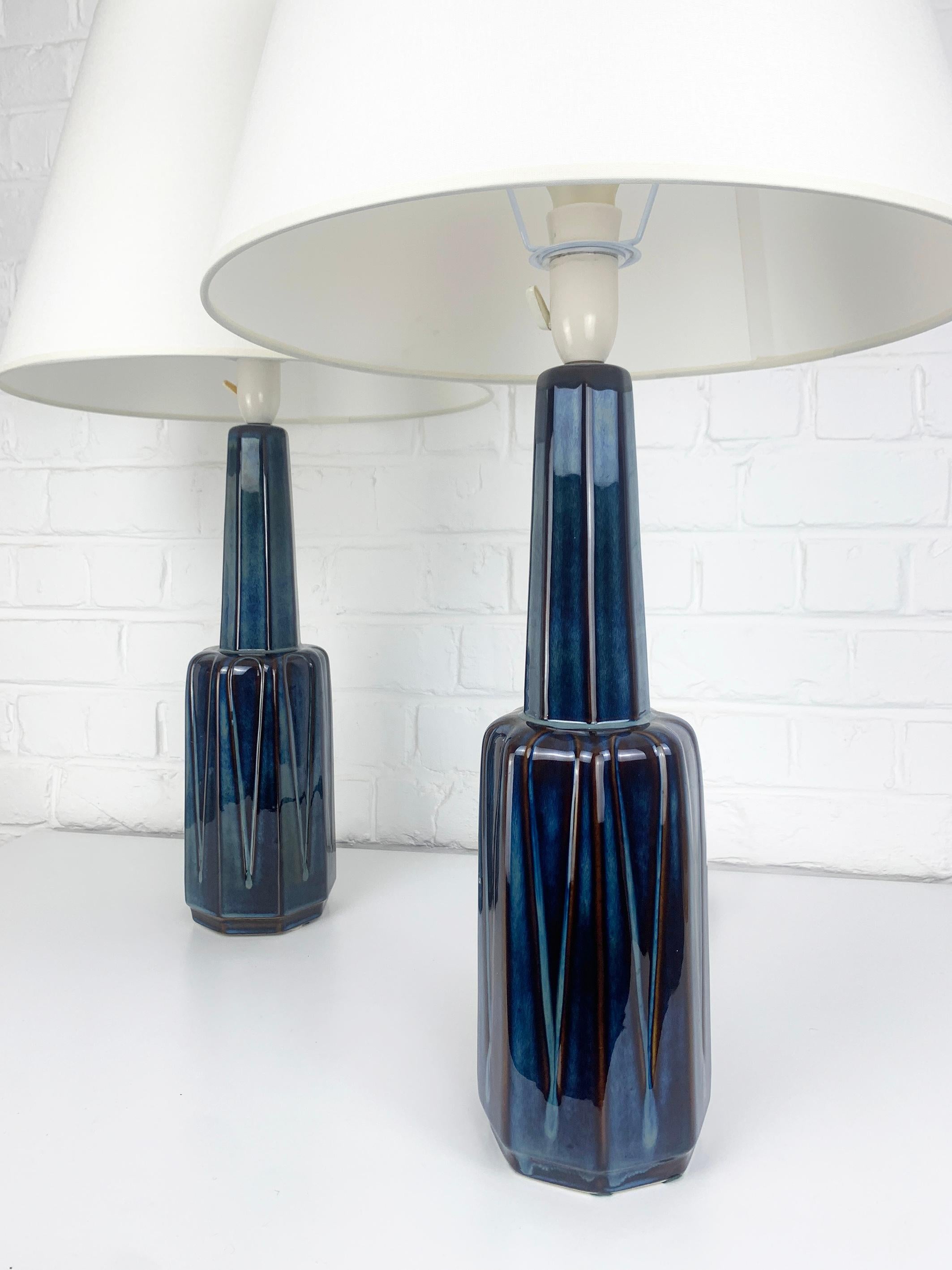 20th Century Pair tall Danish Søholm Stentøj Stoneware lamps by Einar Johansen Denmark 1960s