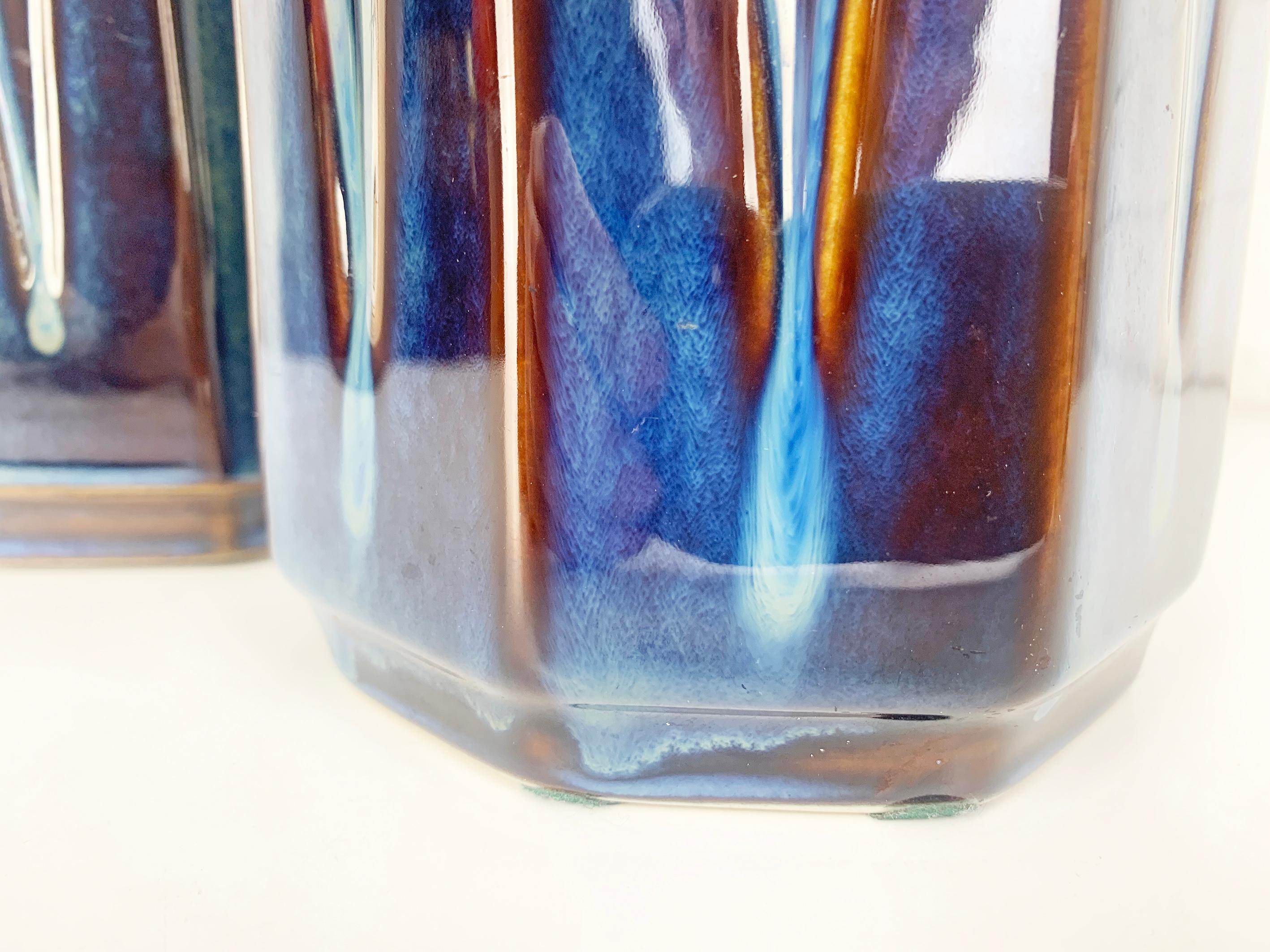 Pair tall Danish Søholm Stentøj Stoneware lamps by Einar Johansen Denmark 1960s 2