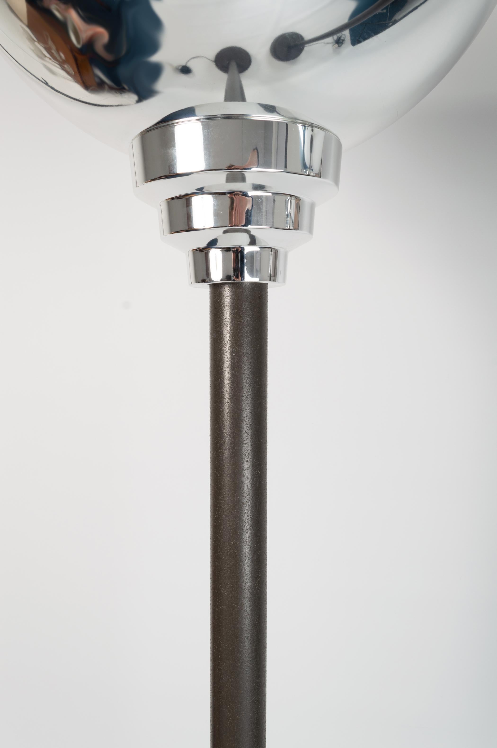 Pair Tall English Art Deco Chrome Uplighter Floor Lamps For Sale 2
