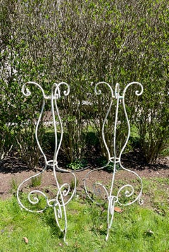 Pair Tall French 19th C Wrought Iron Plant Stands