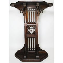 Pair of Tall French 19th Century Gothic Revival Style Carved Oak Church Pedestal