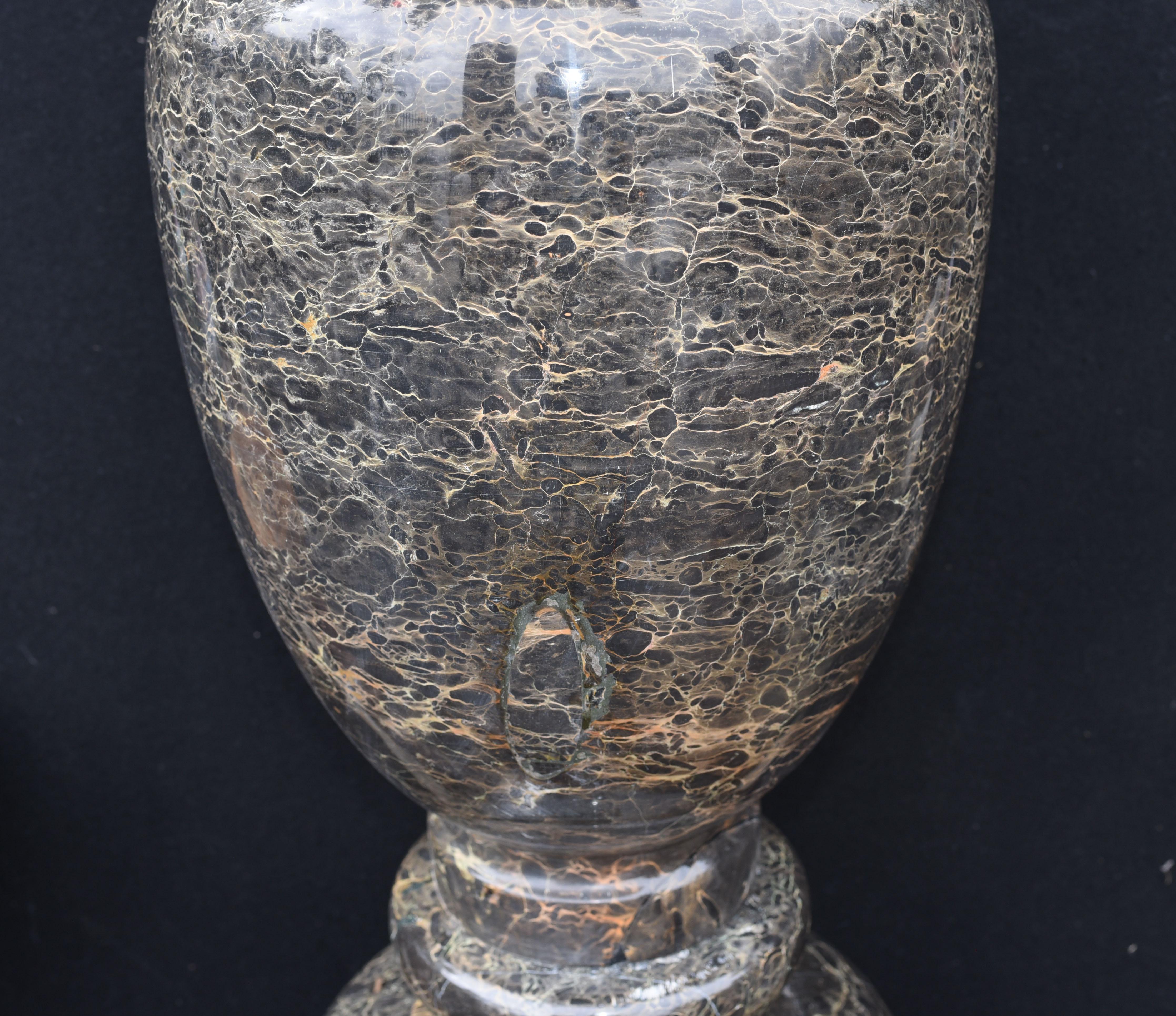 Pair Tall Italian Marble Garden Vases Classical Amphora Urn 4
