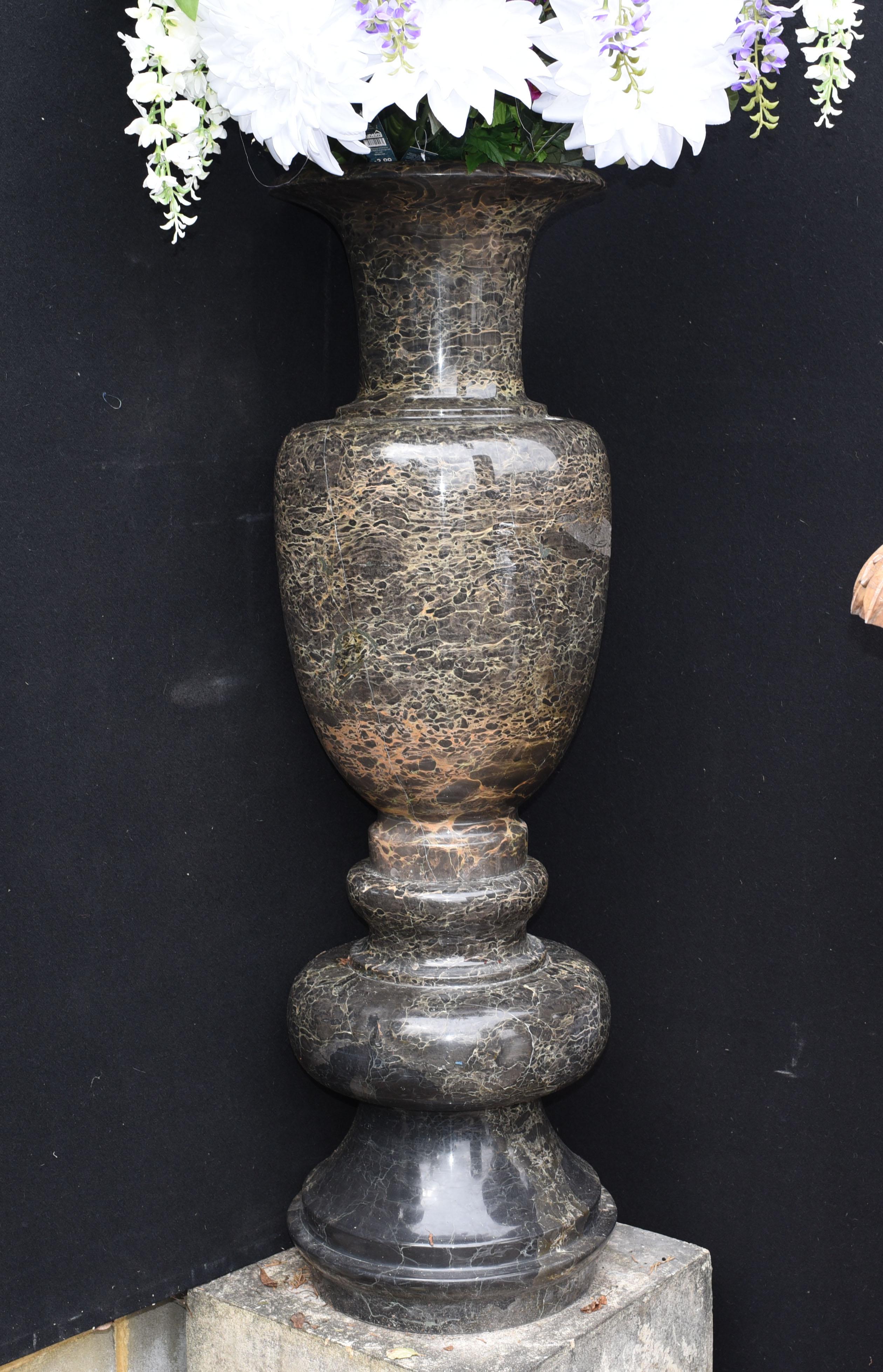 Pair Tall Italian Marble Garden Vases Classical Amphora Urn 7