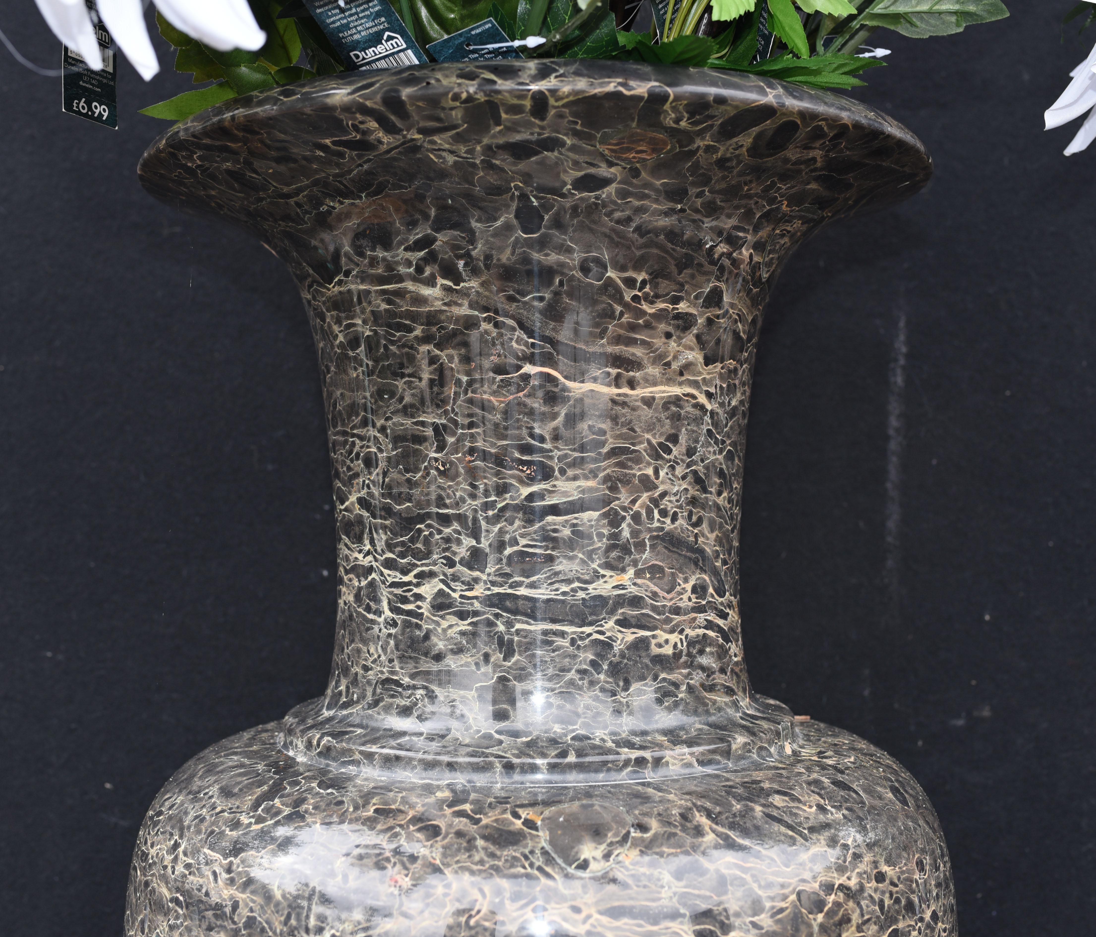 Pair Tall Italian Marble Garden Vases Classical Amphora Urn 1