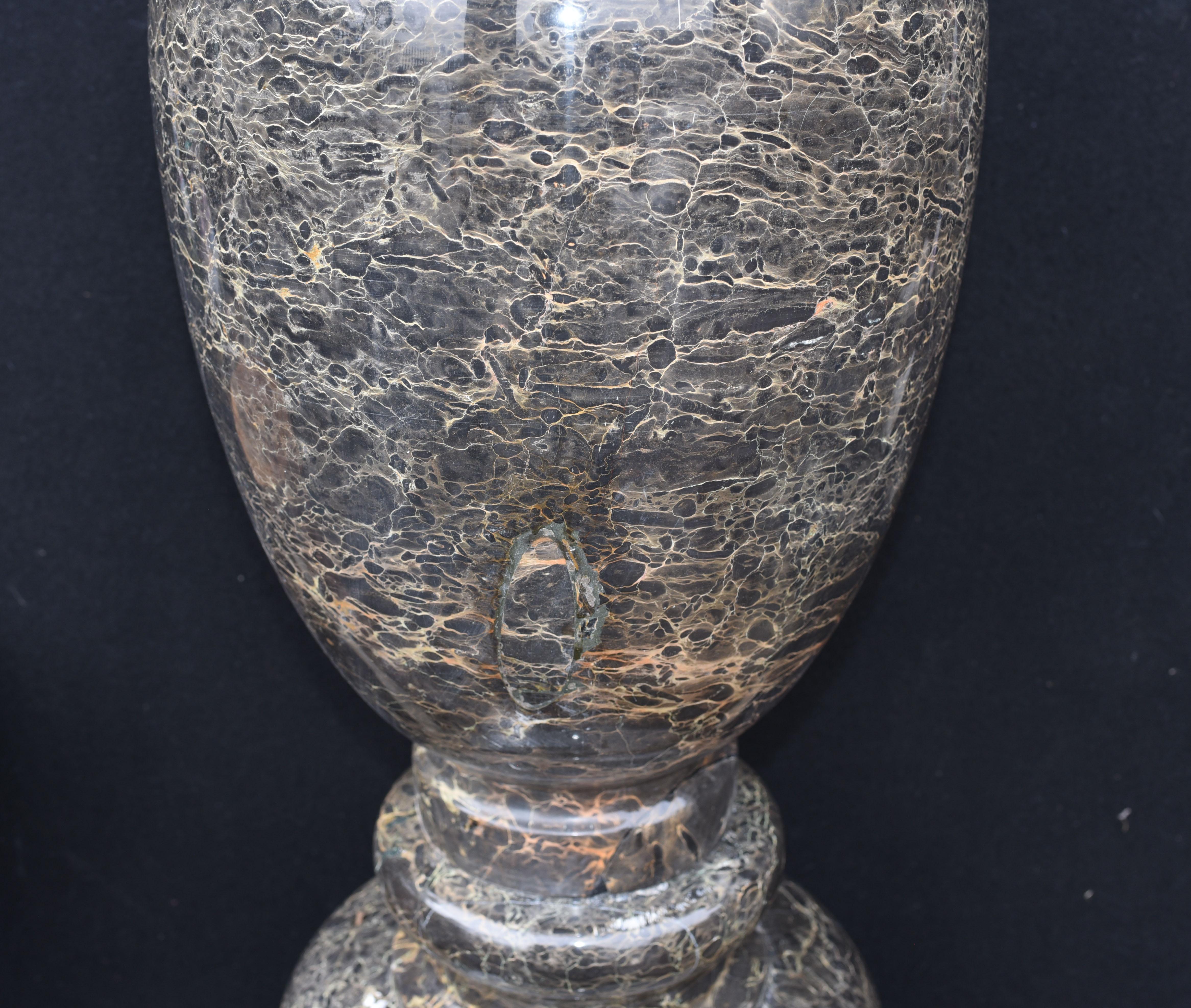 Pair Tall Italian Marble Garden Vases Classical Amphora Urn 3