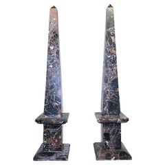 Pair Tall Marble Obelisks