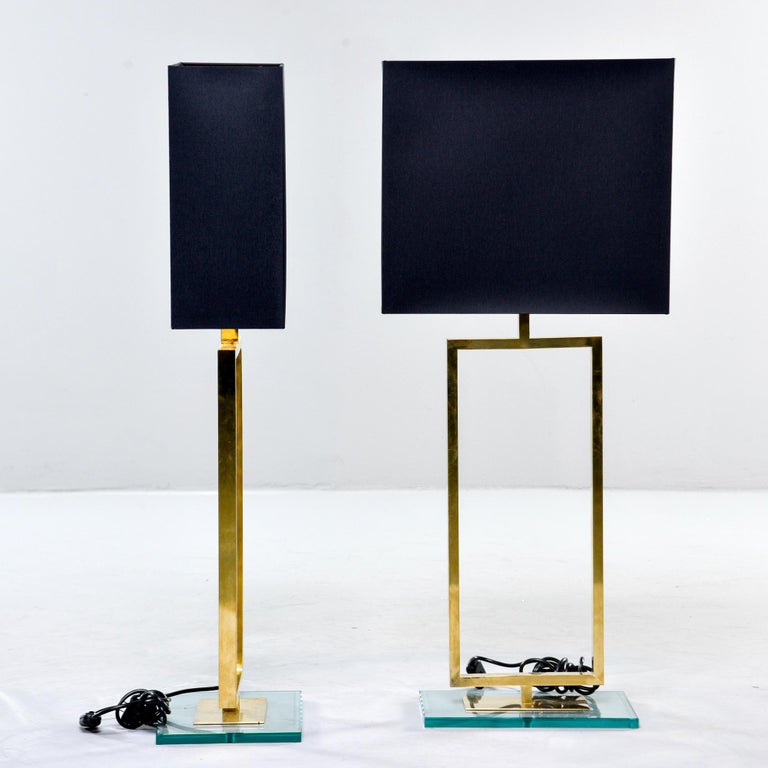 Glass Lamps With Black Shades, Brass Buffet Lamps With Black Shades