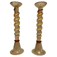 Pair Tall Murano Candlesticks