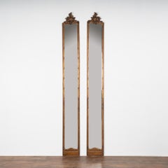 Pair, Tall Narrow Long Bronze Gilt Mirrors, Denmark circa 1860