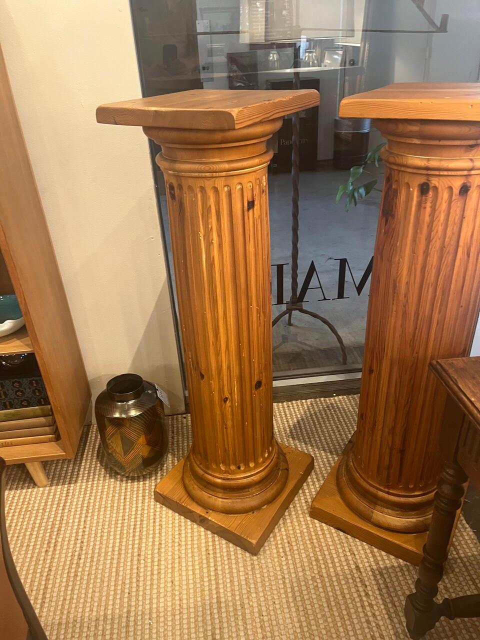 Pair Tall Neoclassical French Pine Columns In Good Condition For Sale In Houston, TX
