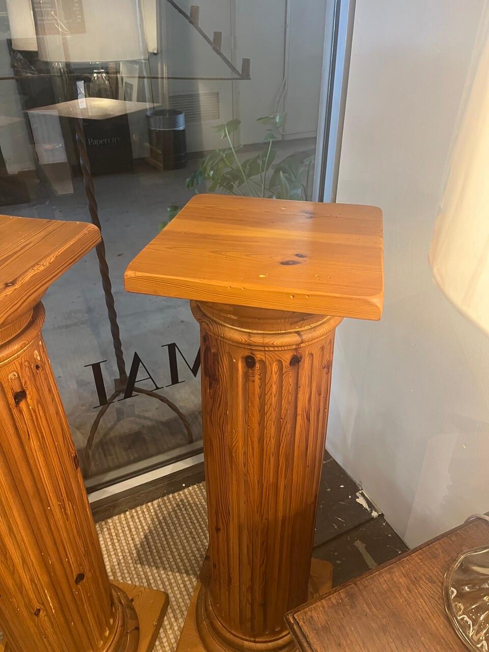 20th Century Pair Tall Neoclassical French Pine Columns For Sale