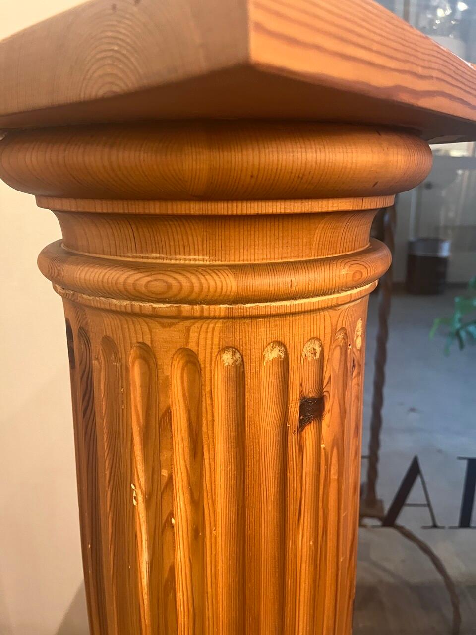 Pair Tall Neoclassical French Pine Columns For Sale 1