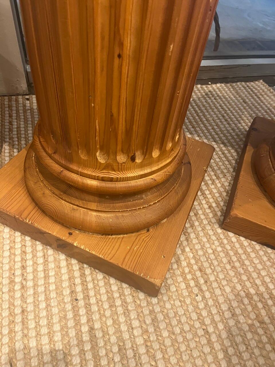 Pair Tall Neoclassical French Pine Columns For Sale 3
