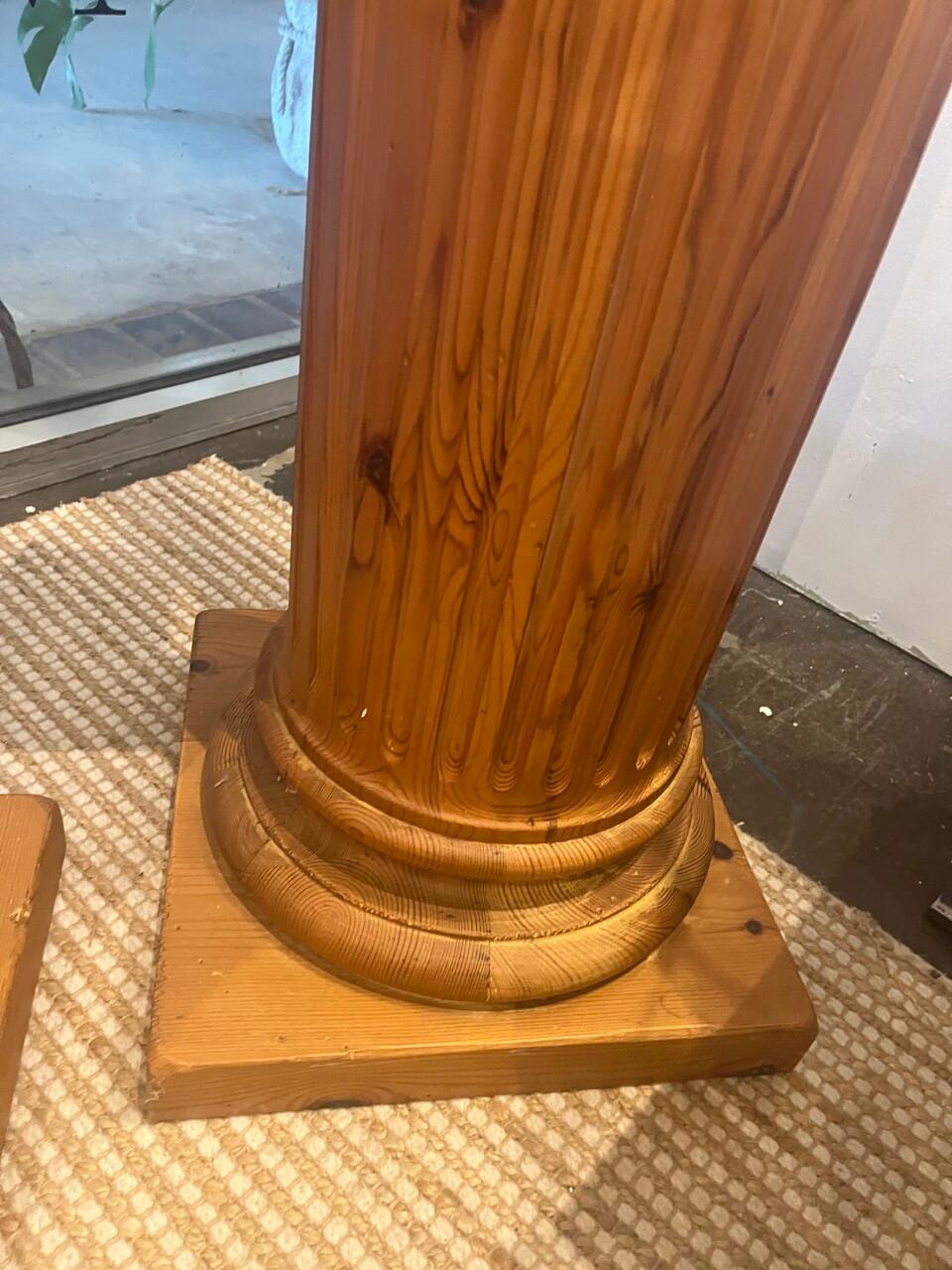 Pair Tall Neoclassical French Pine Columns For Sale 4
