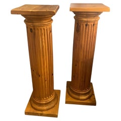Pair Tall Neoclassical French Pine Columns