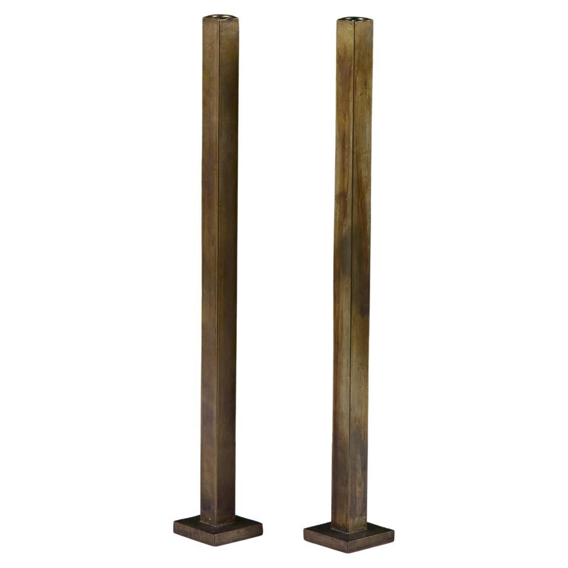 Pair Tall of Brass Candlesticks by Martha Sturdy