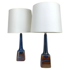 Pair tall Scandinavian Søholm Stentøj ceramic table lamps 941 by Einar Johansen