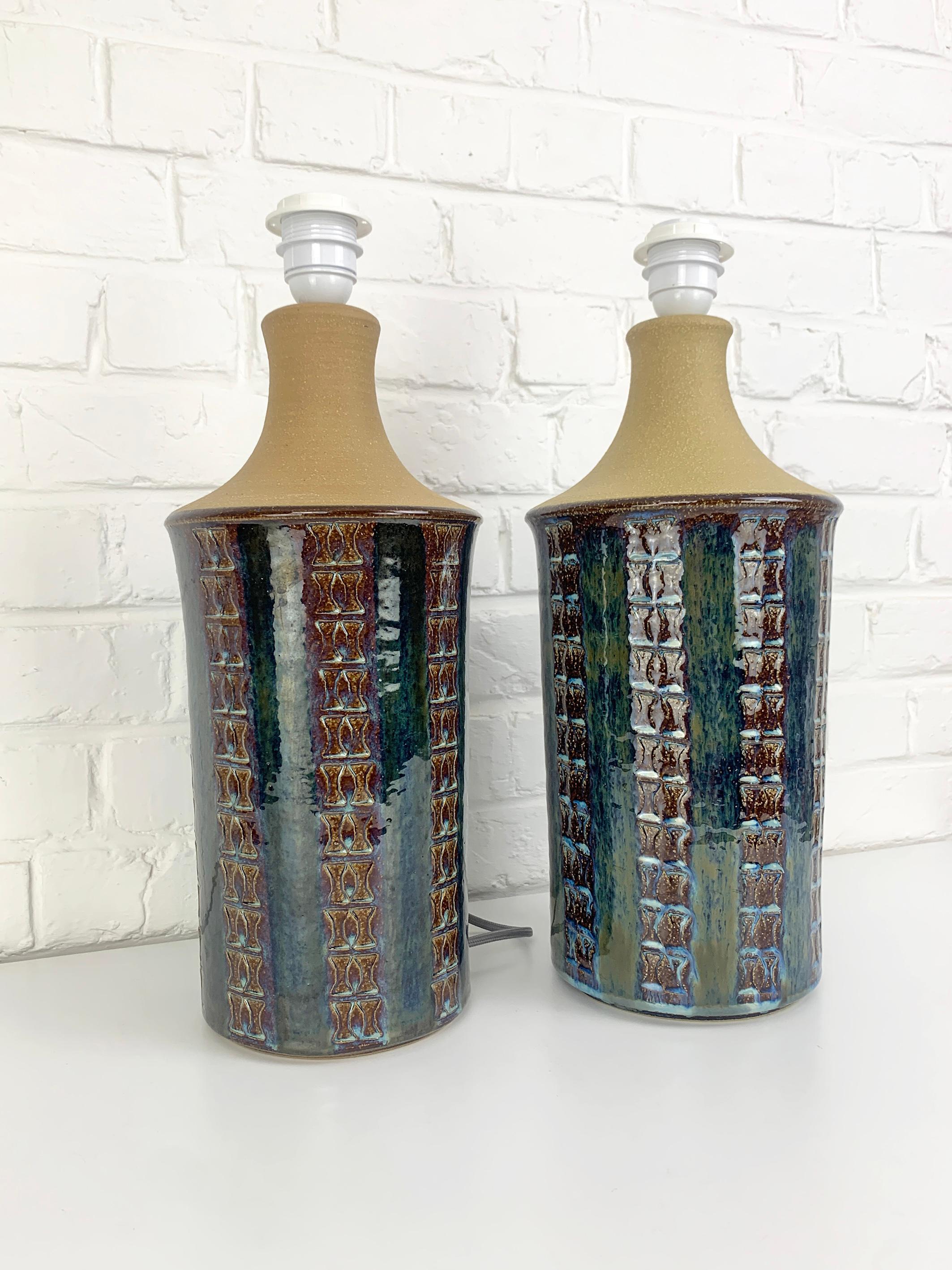 Coppia di lampade alte Søholm Stentøj in gres di metà secolo Maria Philippi Danimarca 1960 in vendita 5