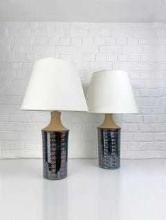 Coppia di lampade alte Søholm Stentøj in gres di metà secolo Maria Philippi Danimarca 1960