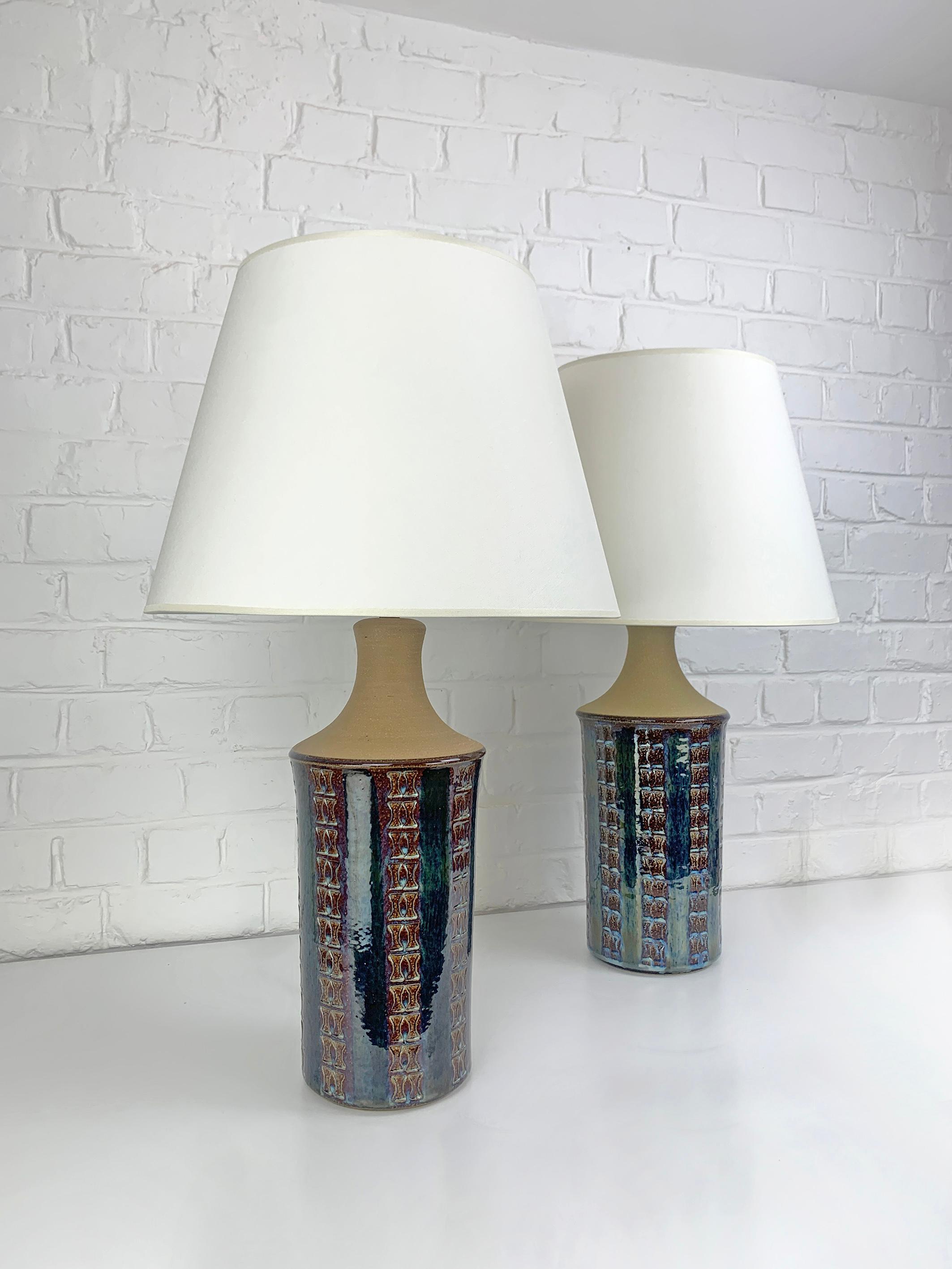 XX secolo Coppia di lampade alte Søholm Stentøj in gres di metà secolo Maria Philippi Danimarca 1960 in vendita